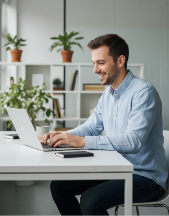 People collaborating and smiling